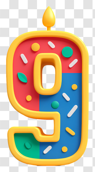 Number 9 Birthday Candle - Number 9 Birthday Candle Transparent PNG