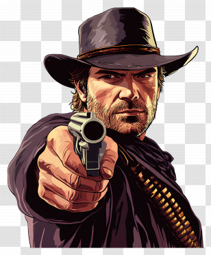 Red Dead Redemption 2 - Cowboy With Gun Illustration Transparent PNG