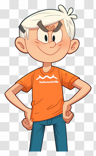 Lincoln Loud - Animated Boy Character In Orange Shirt Transparent PNG