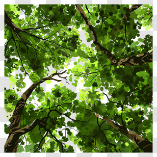 Forest Canopy - Tree Branches With Lush Green Leaves Illustration Transparent PNG