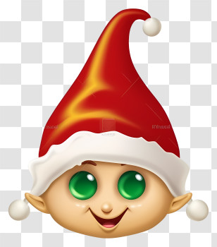 Cartoon Elf - Adorable Christmas Elf With Santa Hat Transparent PNG