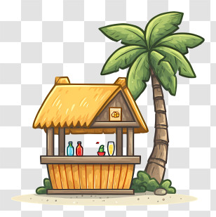 Beach Bar Icon - Tropical Beach Bar With Palm Tree Transparent PNG