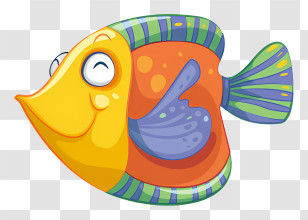 Fish With Blue Body - Colorful Cartoon Fish Illustration Transparent PNG