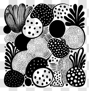 Dotted Doodle Dizziness - Black And White Doodle Pattern Transparent PNG