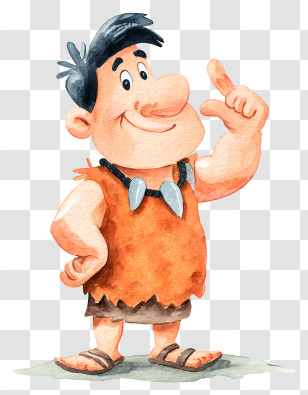 Watercolor Fred Flintstone - Caveman Cartoon Character Transparent PNG