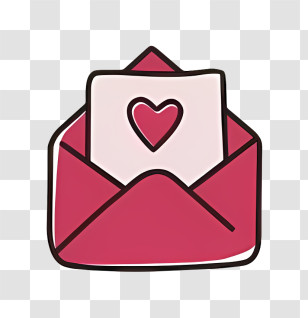Mail - Pink Envelope With Heart Card For Love Message Transparent PNG