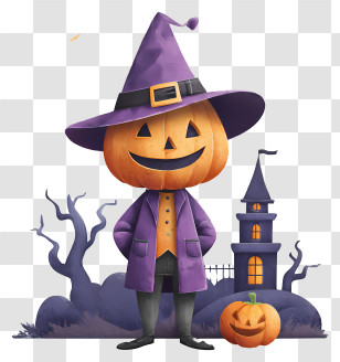 Pumpkin Halloween Backdrop - Pumpkin Head Halloween Character Transparent PNG