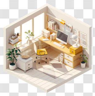 Office Desk - Modern Home Office Illustration Transparent PNG