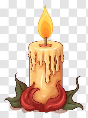 Candle Flame - Dripping Wax Candle With Bright Flame Transparent PNG
