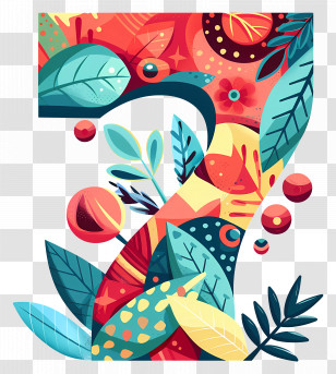 Number 7 - Colorful Patterned Number 7 Transparent PNG