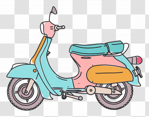 Motorcycle - Cute Cartoon Scooter Illustration Transparent PNG