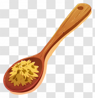 Wooden Spoon - Wooden Spoon With Ingredients Illustration Transparent PNG
