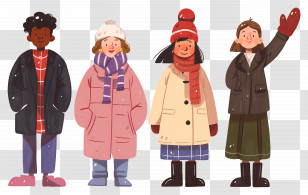 Cartoon People - People In Winter Clothing Transparent PNG