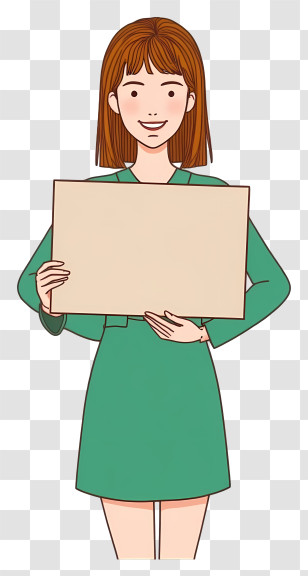 Woman Holding Blank Sign - Cartoon Woman Holding A Sign Transparent PNG