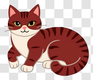 Sleeping Cartoon Cat - Brown Striped Cat Cartoon Transparent PNG