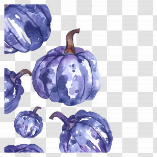 Thanksgiving Pattern - Watercolor Purple Pumpkins Design Transparent PNG