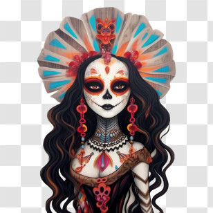 Skelita Calaveras - Day Of The Dead Artistic Illustration Transparent PNG