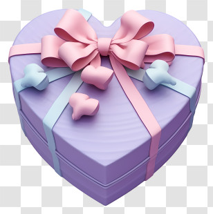 Gift Box - Heart-Shaped Gift Box With Ribbons Transparent PNG