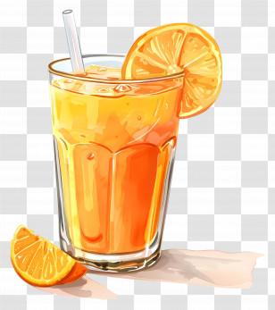 Juice - Orange Juice Glass With Citrus Slice Transparent PNG