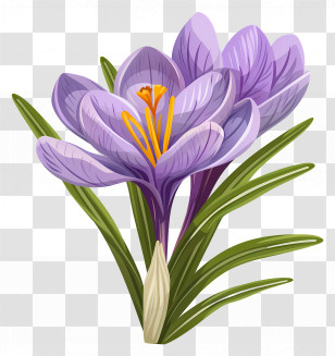 Saffron Flowers - Purple Crocus Flower Bouquet Illustration Transparent PNG