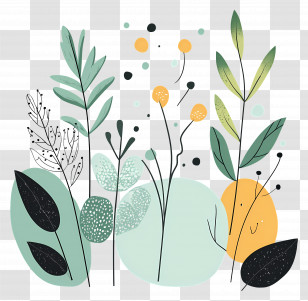 Spring Leaf - Colorful Plants With Berries Transparent PNG