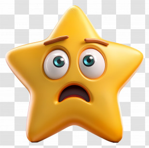 Star Face - Shocked Star Emoji Illustration Transparent PNG