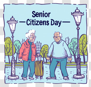 Senior Citizens Day - Elderly Couple Celebrating Senior Citizens Day In Park Transparent PNG