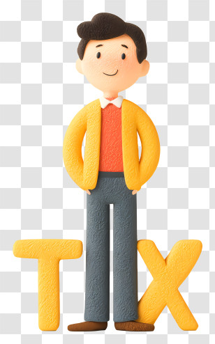 Tax - Cartoon Character With TIX Letters Transparent PNG