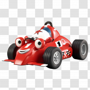 Racing Car - Cute Red Race Car With Eyes Transparent PNG