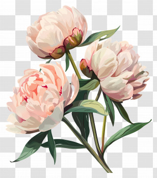 Peonies - Pink Peony Flowers Illustration Transparent PNG