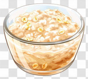 Bowl Of Oatmeal - Glass Bowl Of Oatmeal With Grains Transparent PNG