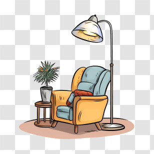 Couch And Lamp - Cozy Chair And Lamp In A Comfortable Setting Transparent PNG