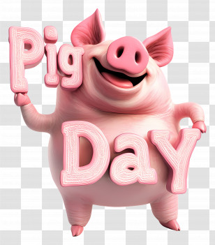 National Pig Day - Happy Pig Day Cartoon Transparent PNG