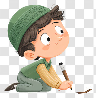 Muslim Kid Drawing - Cute Boy Drawing With Pencil Transparent PNG