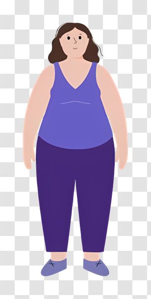 Fat Body - Stylized Cartoon Woman In Purple Outfit Transparent PNG