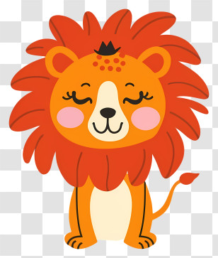 Cartoon - Cute Cartoon Lion In Adorable Style Transparent PNG