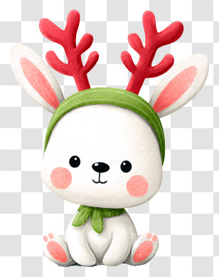 Christmas Bunny - Cute Bunny In Antler Headband Transparent PNG