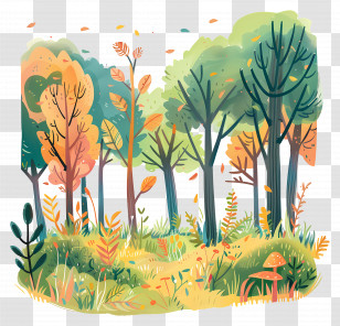 Forest Background - Autumn Forest Landscape Illustration Transparent PNG