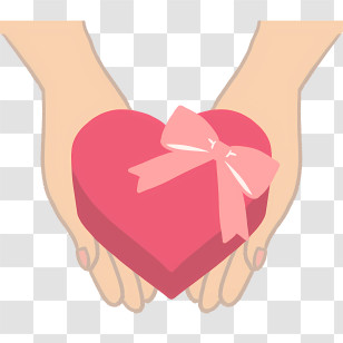 Valentines Day - Hands Holding A Heart Gift Box Transparent PNG