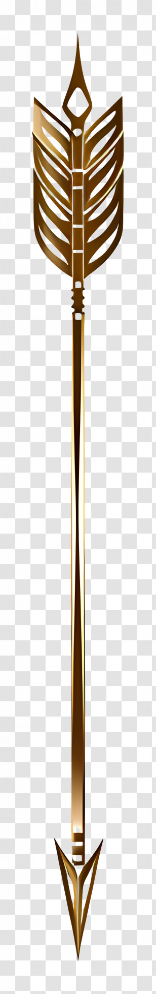 Fancy Arrow Symbol - Golden Arrow With Feather Transparent PNG