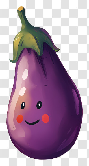 Cartoon Eggplant - Cute Smiling Eggplant Illustration Transparent PNG