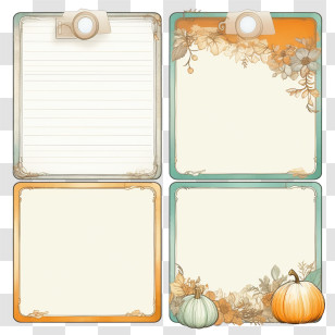 Notes Template - Autumn Themed Note Cards Transparent PNG