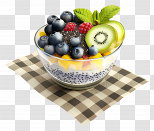 Chia Pudding Bowl - Bowl Of Fruit Salad With Chia Seeds Transparent PNG