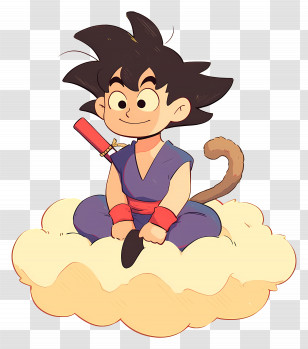 Goku - Young Boy With Spiky Hair On Cloud Transparent PNG