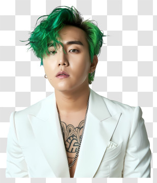 G Dragon - Stylish Person With Green Dyed Hair Transparent PNG