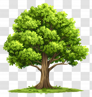 Green Tree - Cartoon Green Tree With Vibrant Leaves Transparent PNG