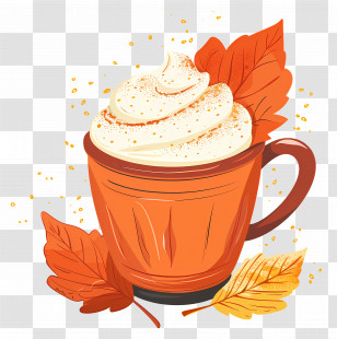 Autumn Coffee - Pumpkin Spice Coffee With Whipped Cream Illustration Transparent PNG