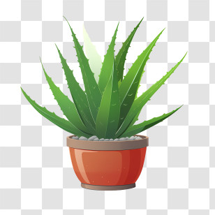 Aloe Vera - Potted Aloe Vera Plant Illustration Transparent PNG