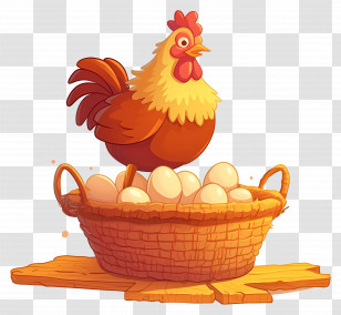 Hatching Eggs - Chicken With Basket Of Eggs Transparent PNG