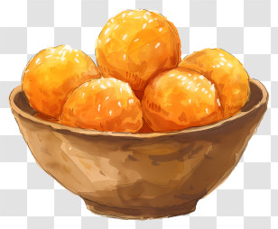 Laddu - Bowl Of Sweet Orange Dessert Balls Transparent PNG